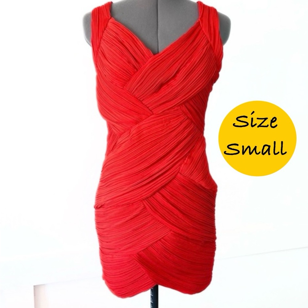 AKIRA BLACK LABEL Red V Neck dress- Small